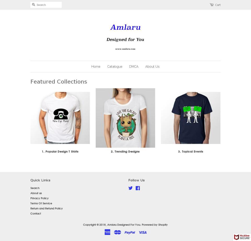 amlaru.com shopify website screenshot