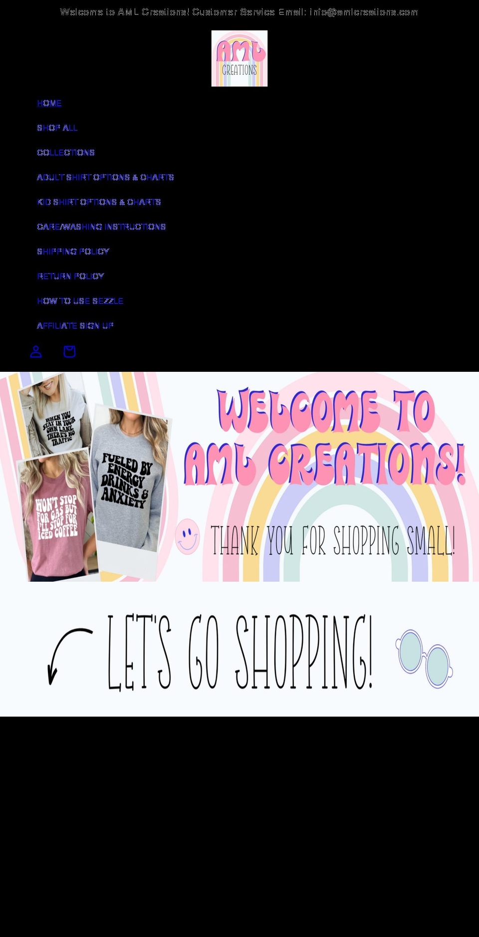 amlcreations.com shopify website screenshot