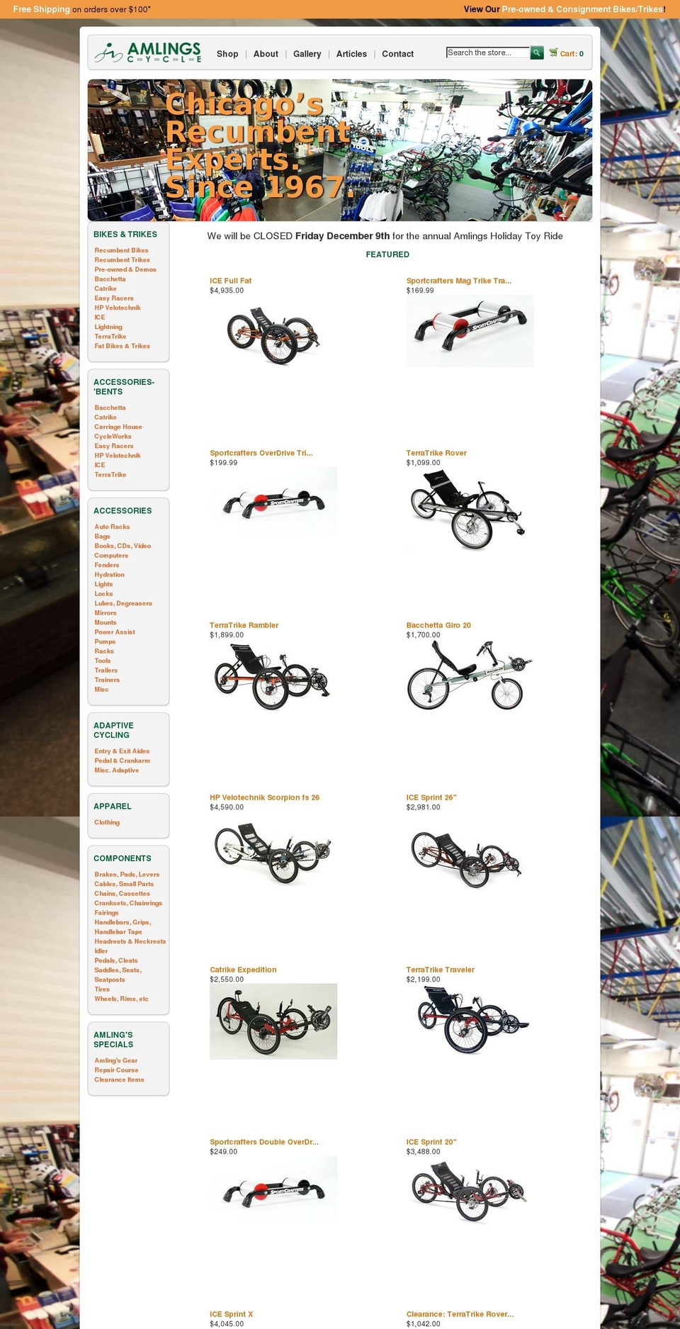 Amlings Cycle Custom Shopify theme site example amlingscycle.com