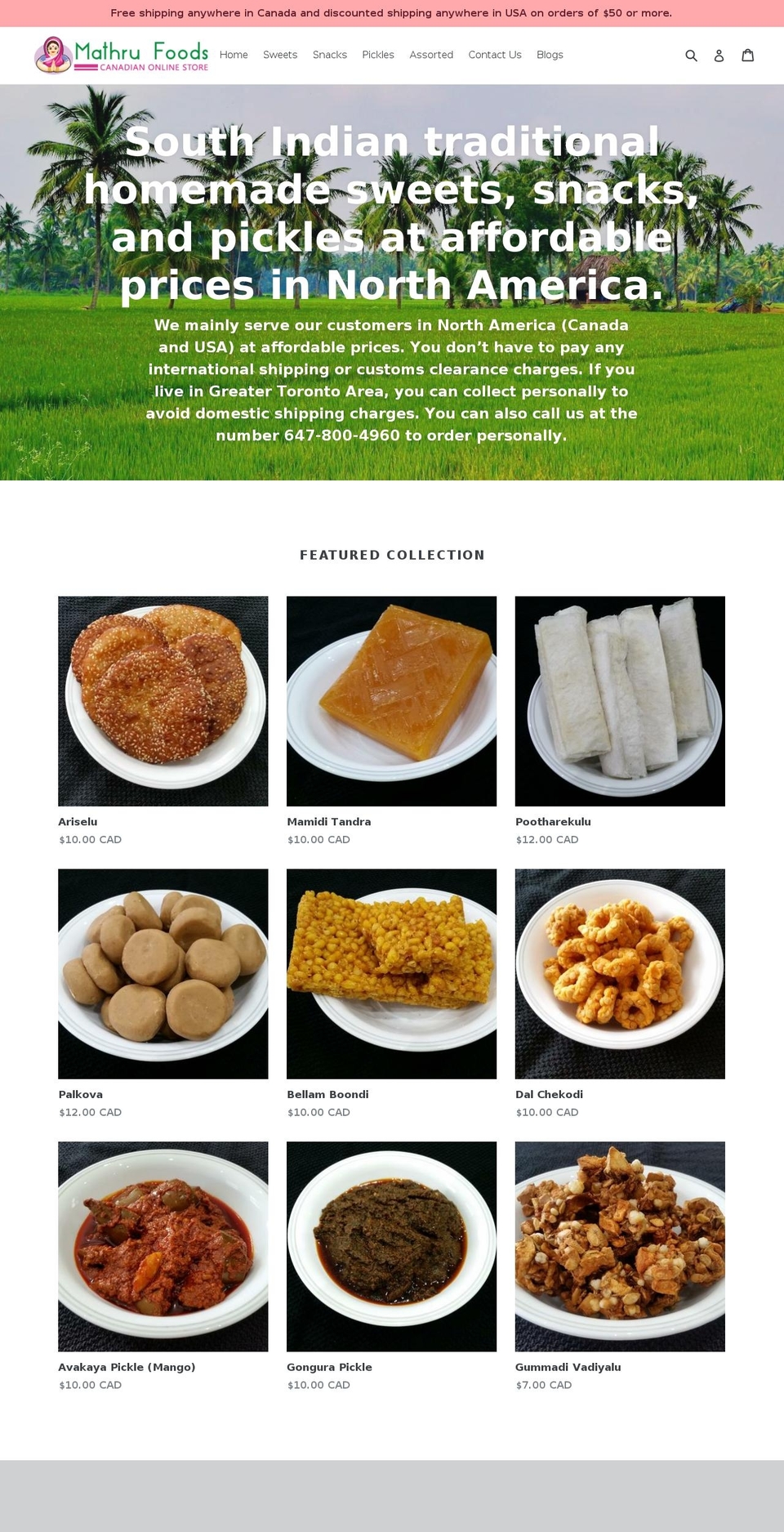 ammahomefoods.com shopify website screenshot