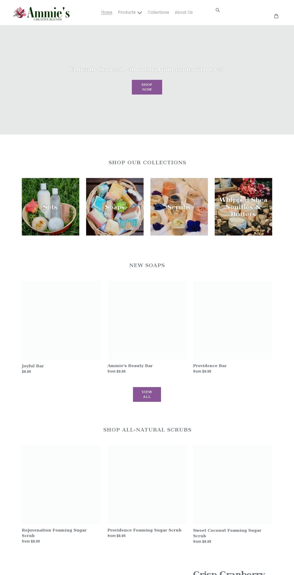 ammiescreativeblends.com shopify website screenshot