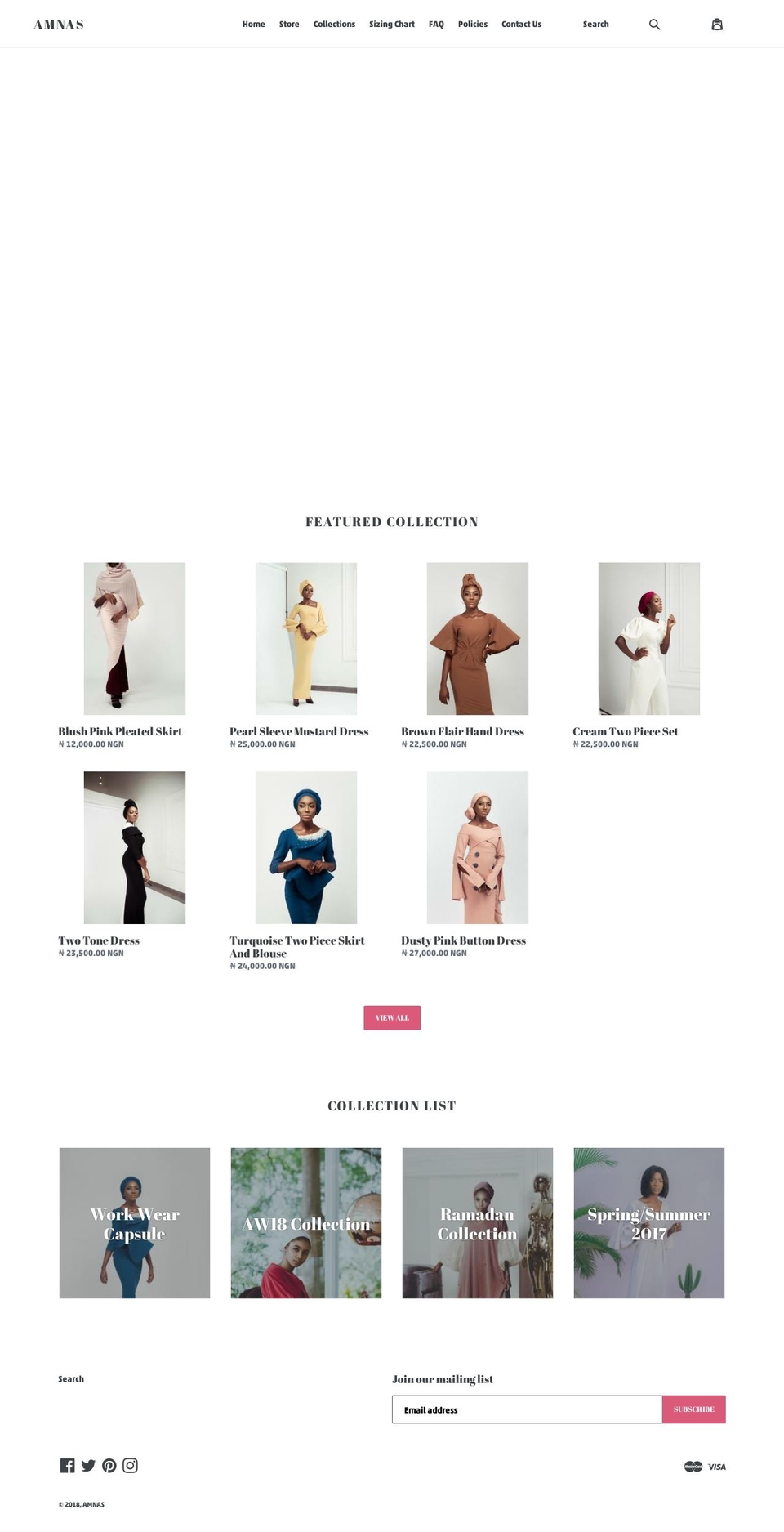 amnascloset.com — Shopify storefront screenshot