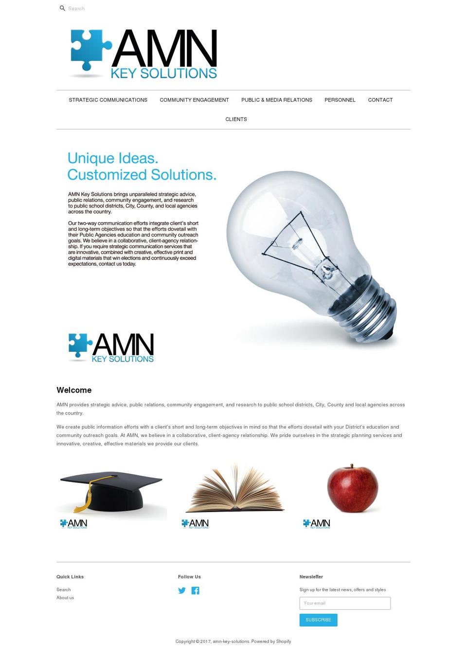 amnkeysolutions.com shopify website screenshot