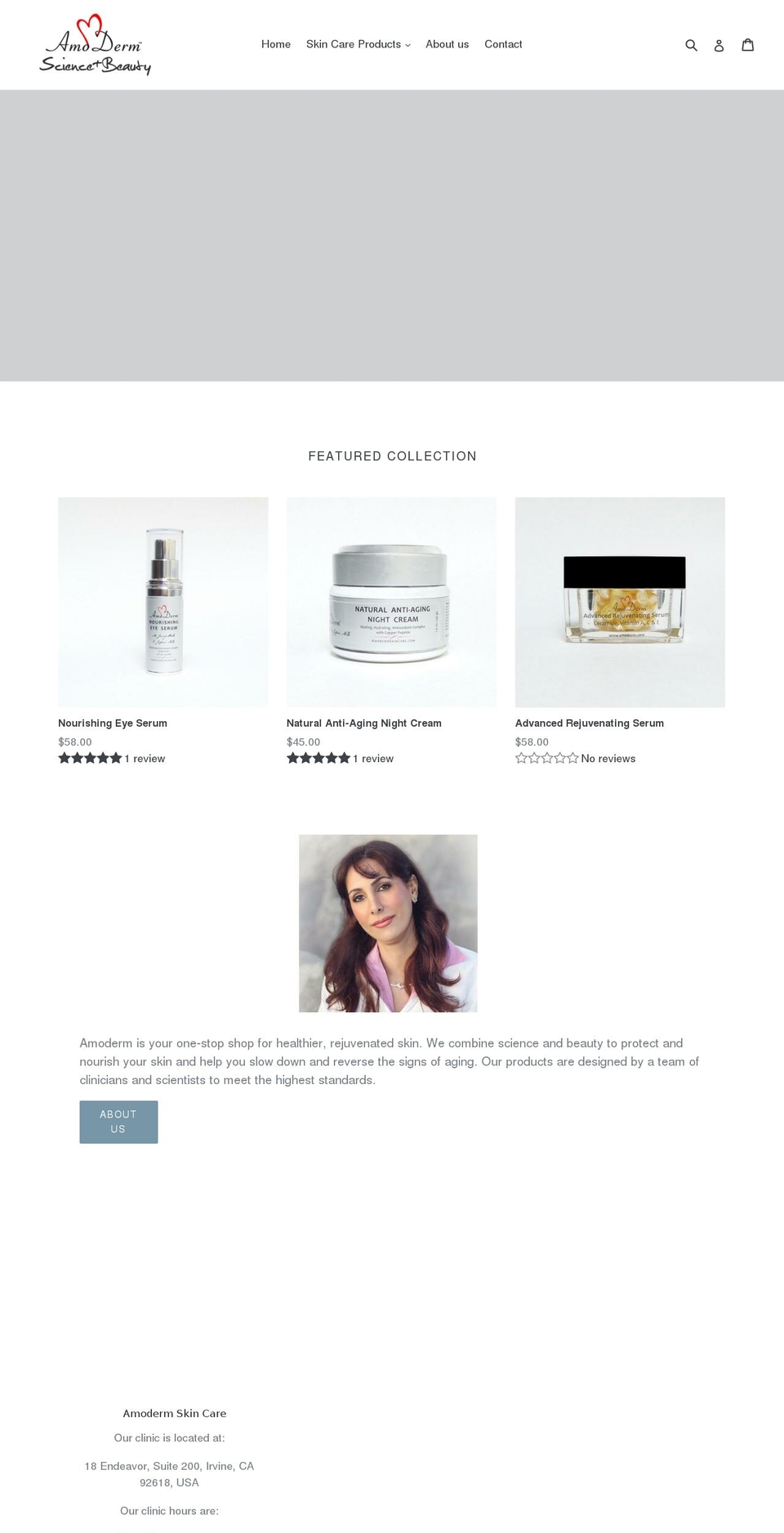 amodermskincare.com shopify website screenshot
