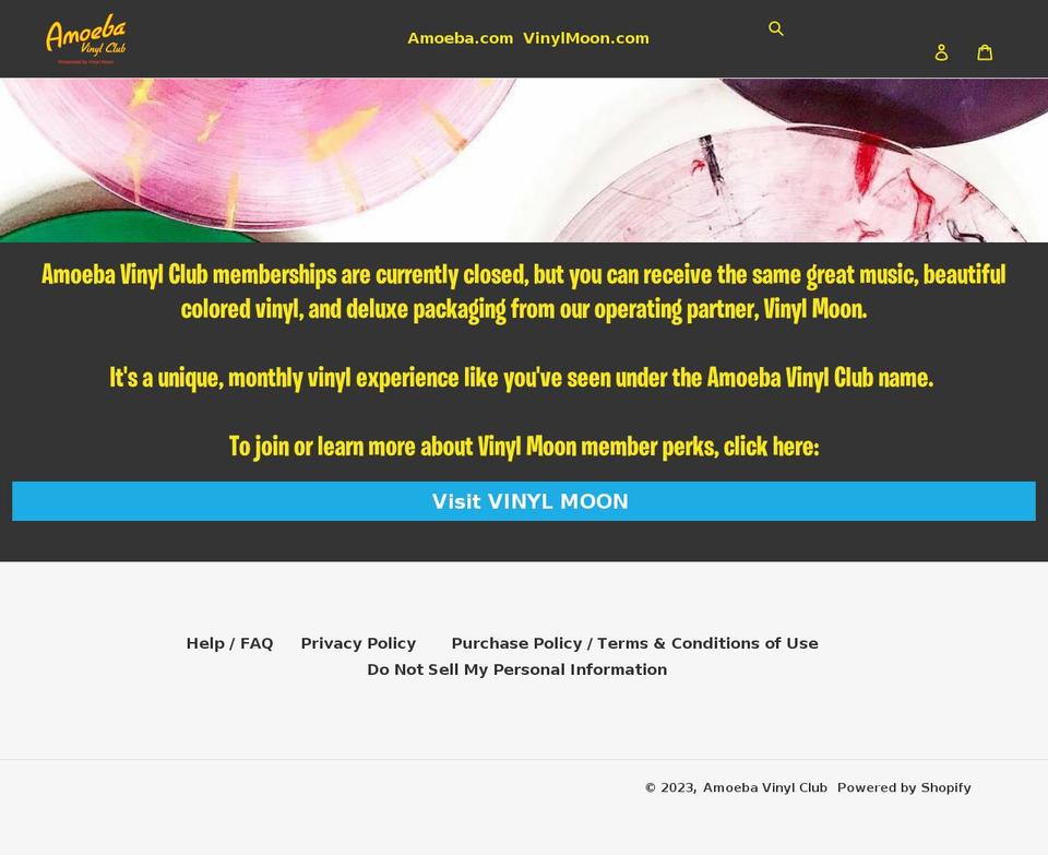 amoebavinylclub.com shopify website screenshot