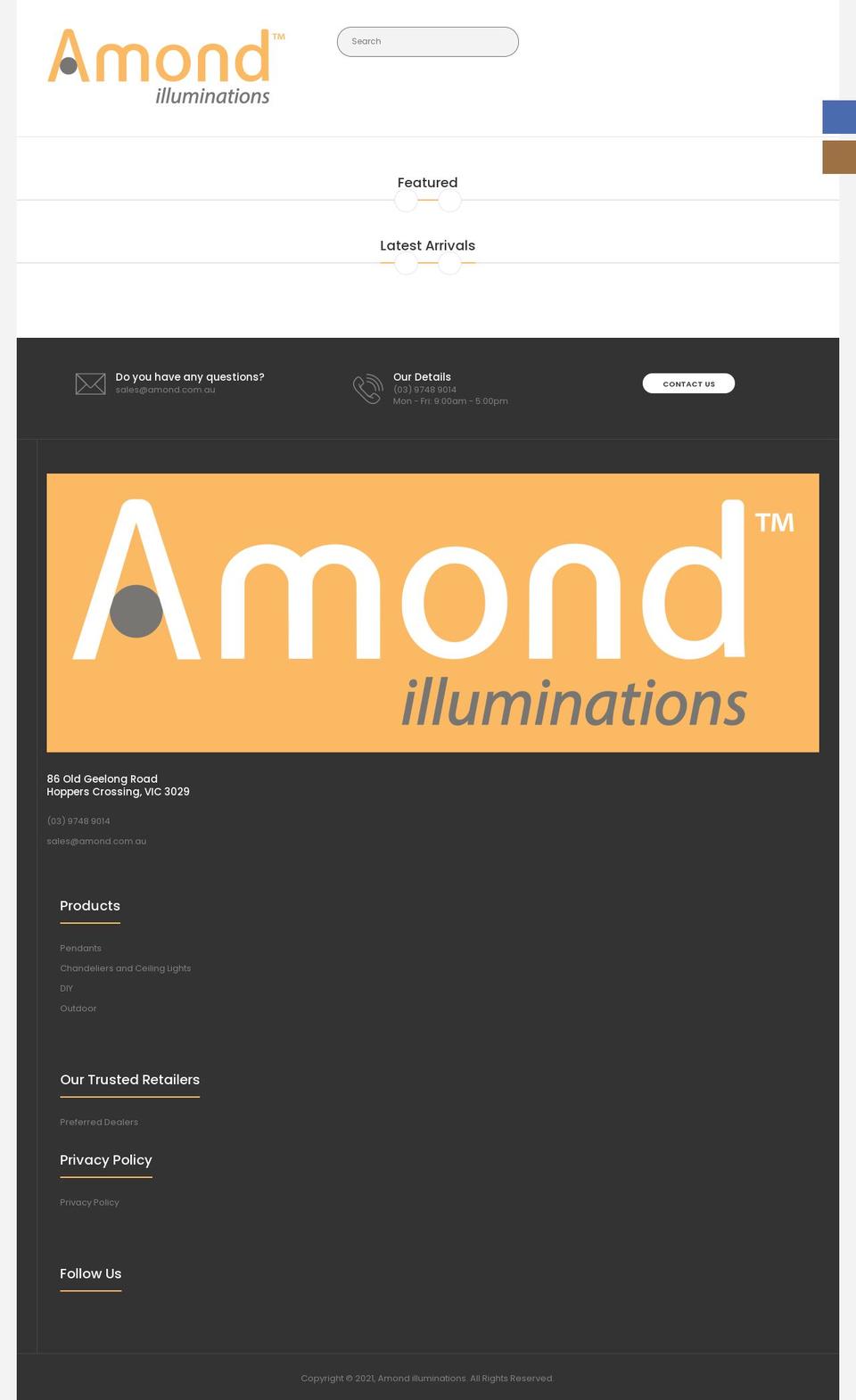 amond.com.au shopify website screenshot