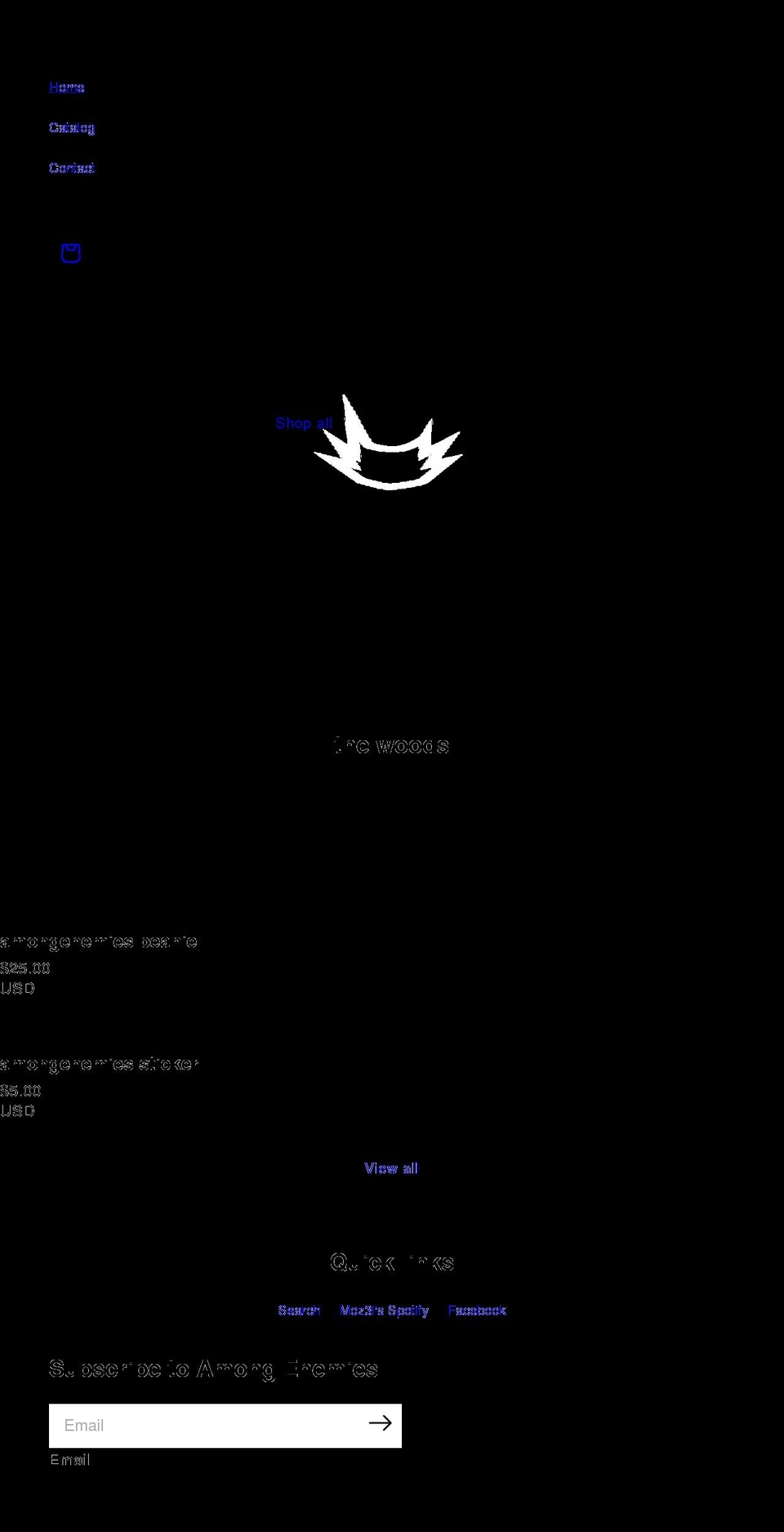 amongenemies.com shopify website screenshot