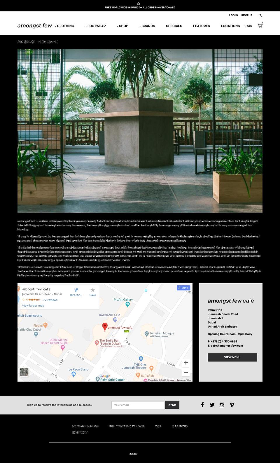 amongstfewcafe.com — Shopify storefront screenshot