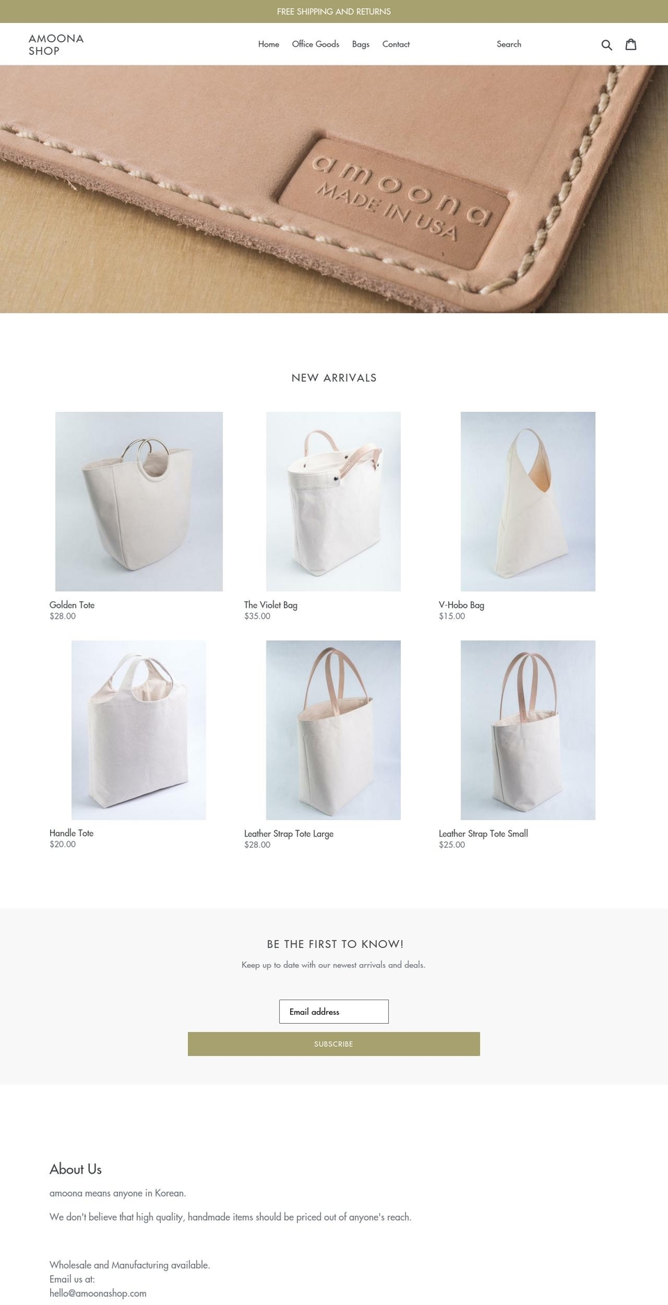 amoonashop.com — Shopify storefront screenshot