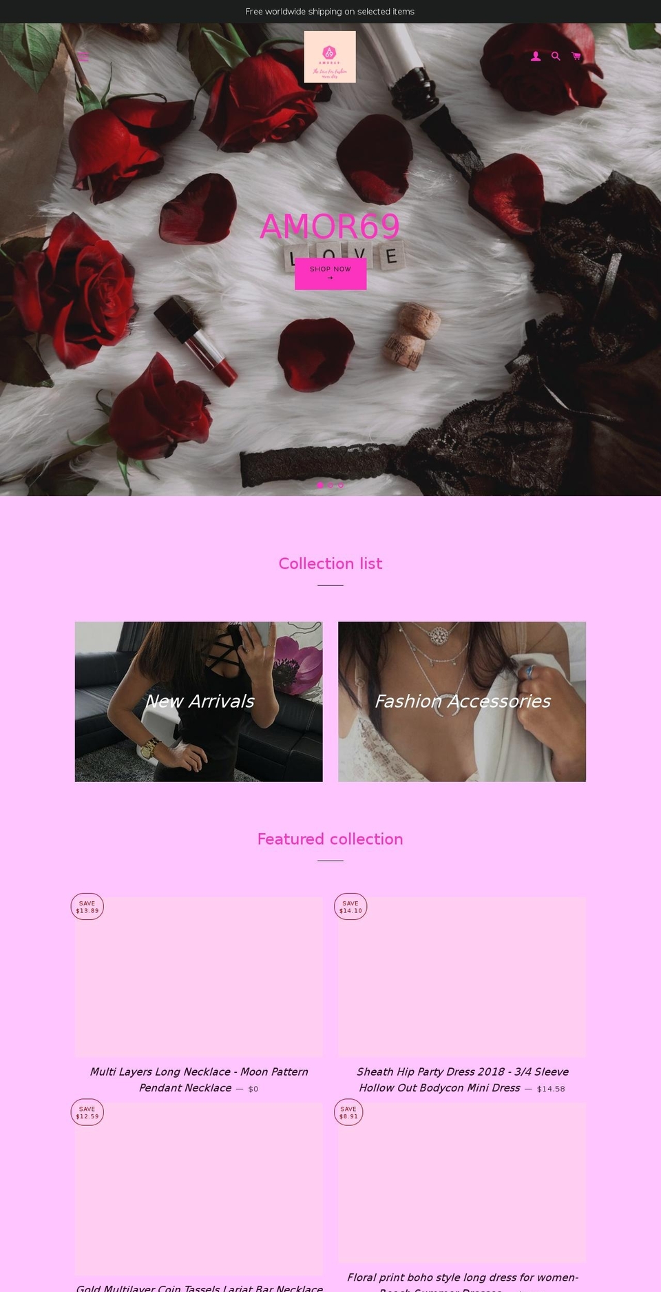 amor69.com — Shopify storefront screenshot