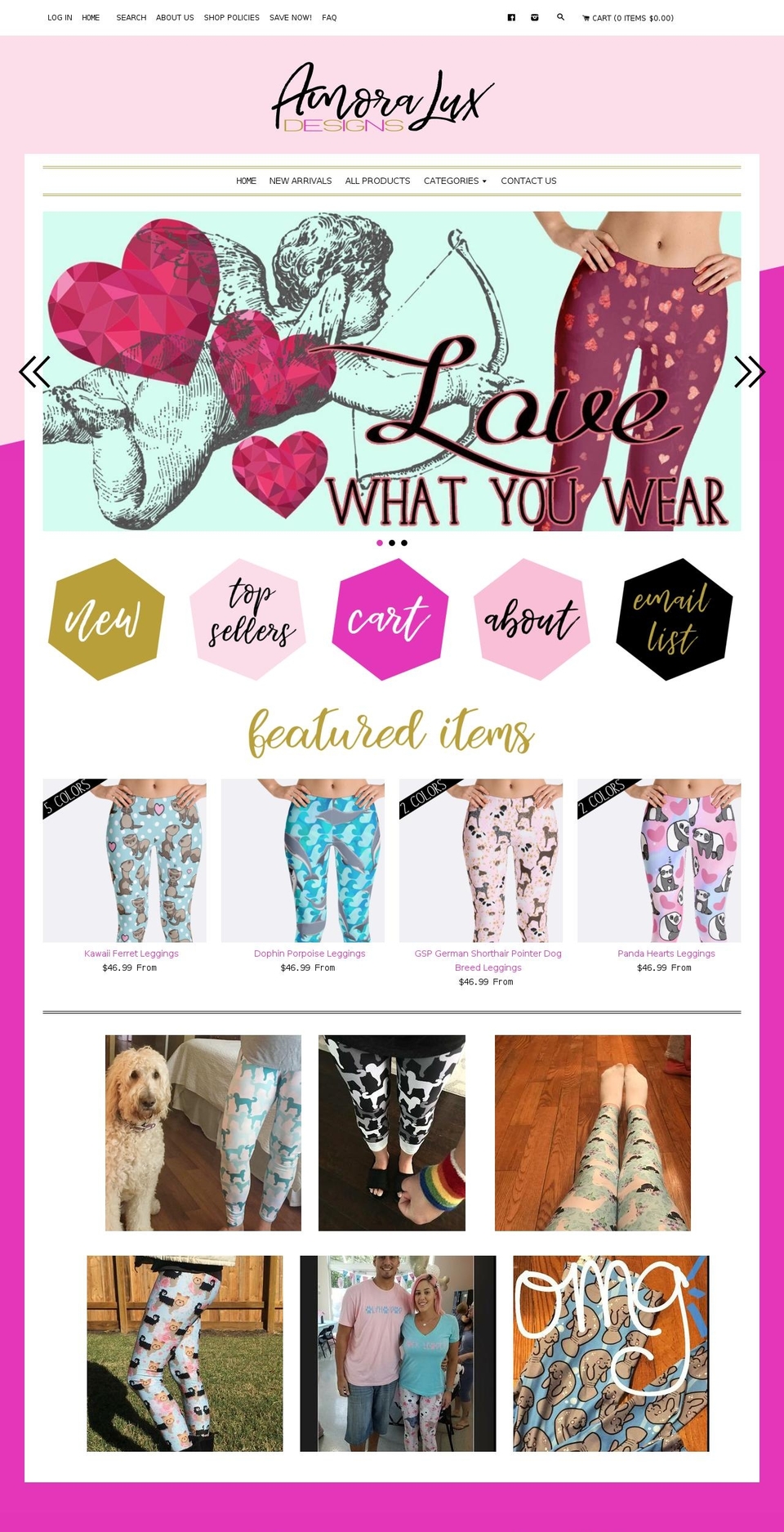 amoraluxdesigns.com — Shopify storefront screenshot