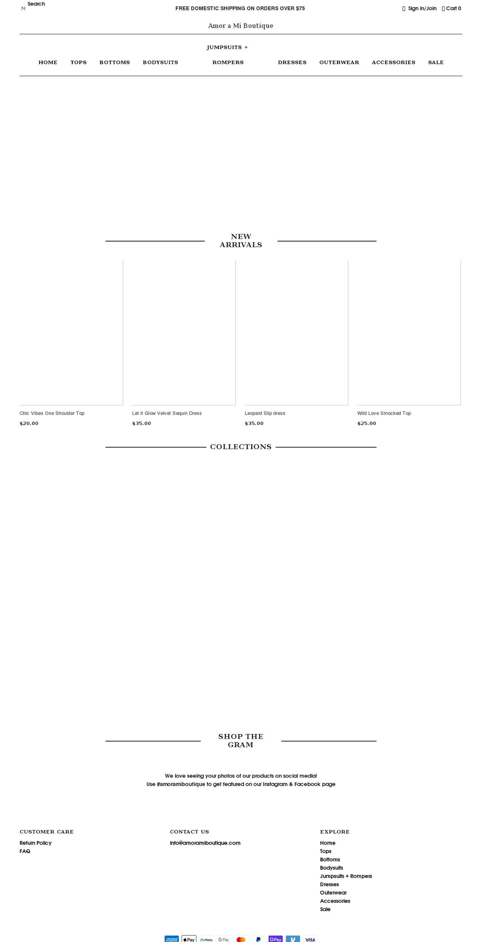 amoramiboutique.com shopify website screenshot