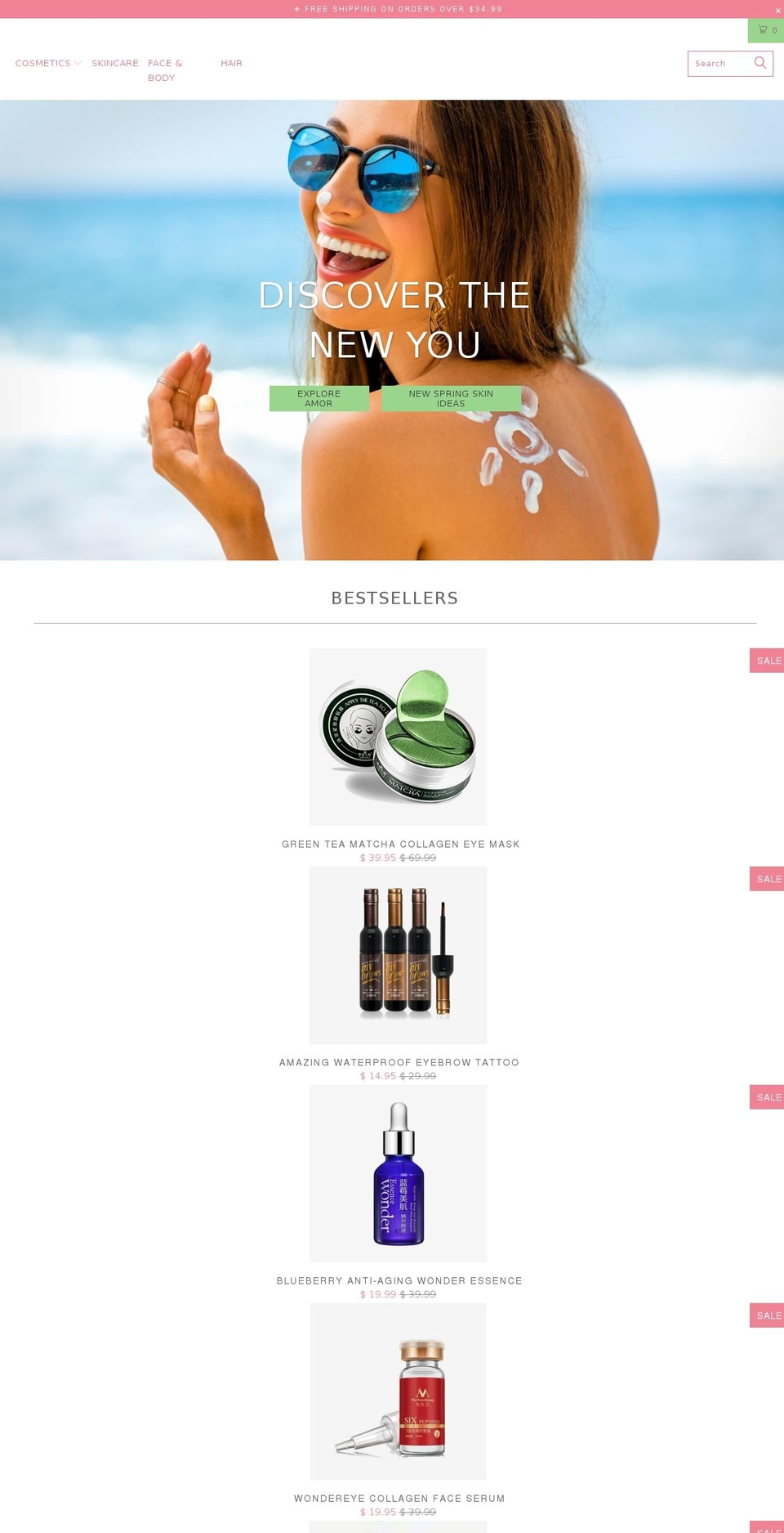 amorbeauty.co shopify website screenshot