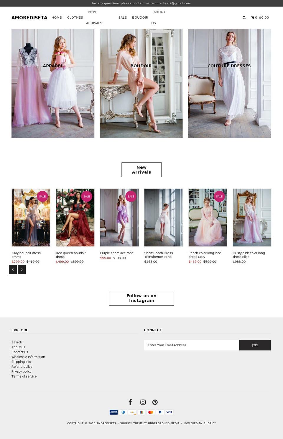 amorediseta.com — Shopify storefront screenshot
