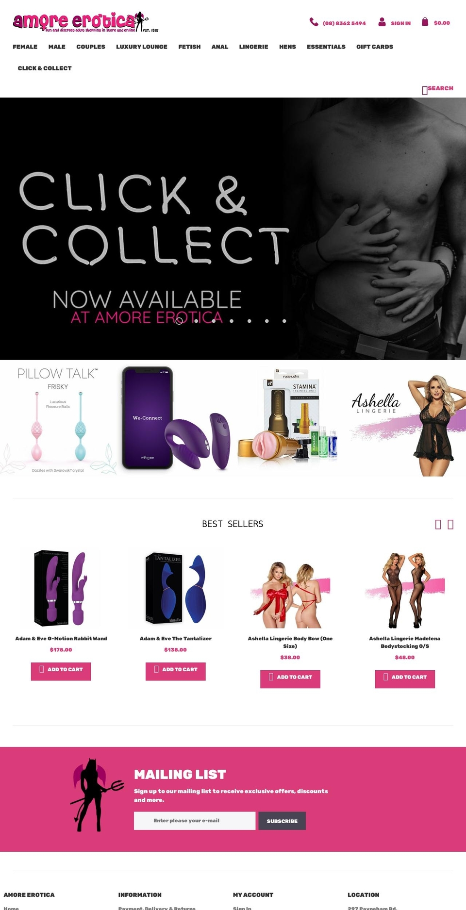 amoreerotica.com shopify website screenshot