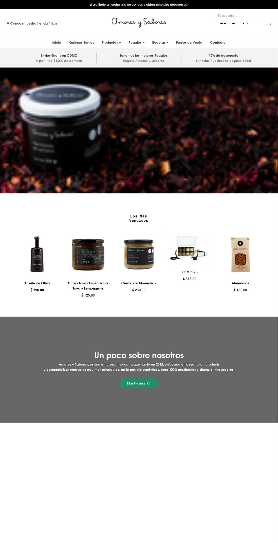 amoresysabores.com.mx shopify website screenshot