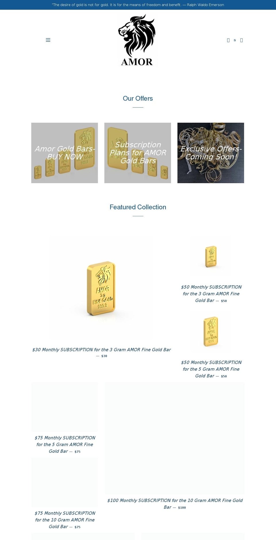 amorgoldbars.com shopify website screenshot