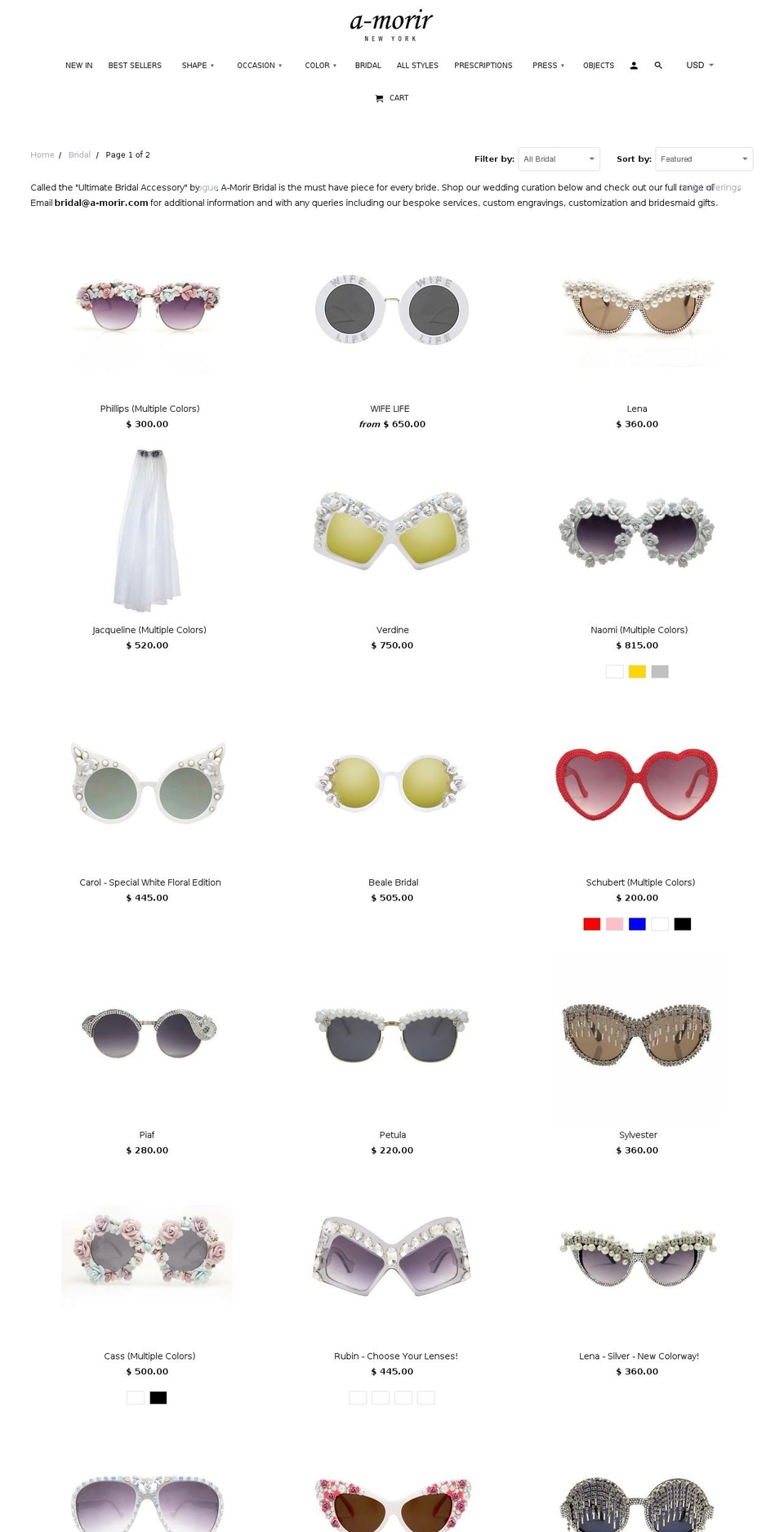 amorirbridal.com — Shopify storefront screenshot