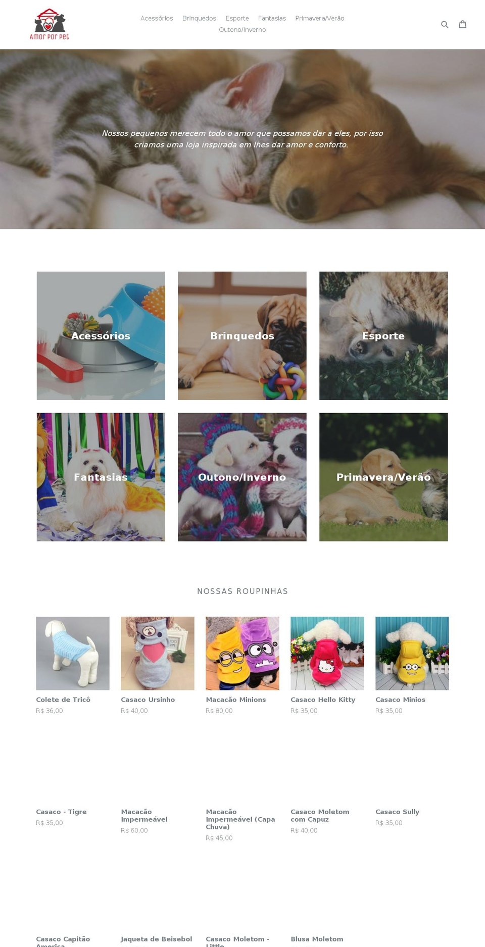 amorporpet.com — Shopify storefront screenshot
