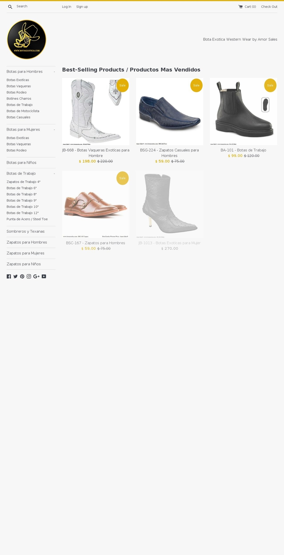 Bota Exotica Western Wear Shopify theme site example amorsalestienda.com