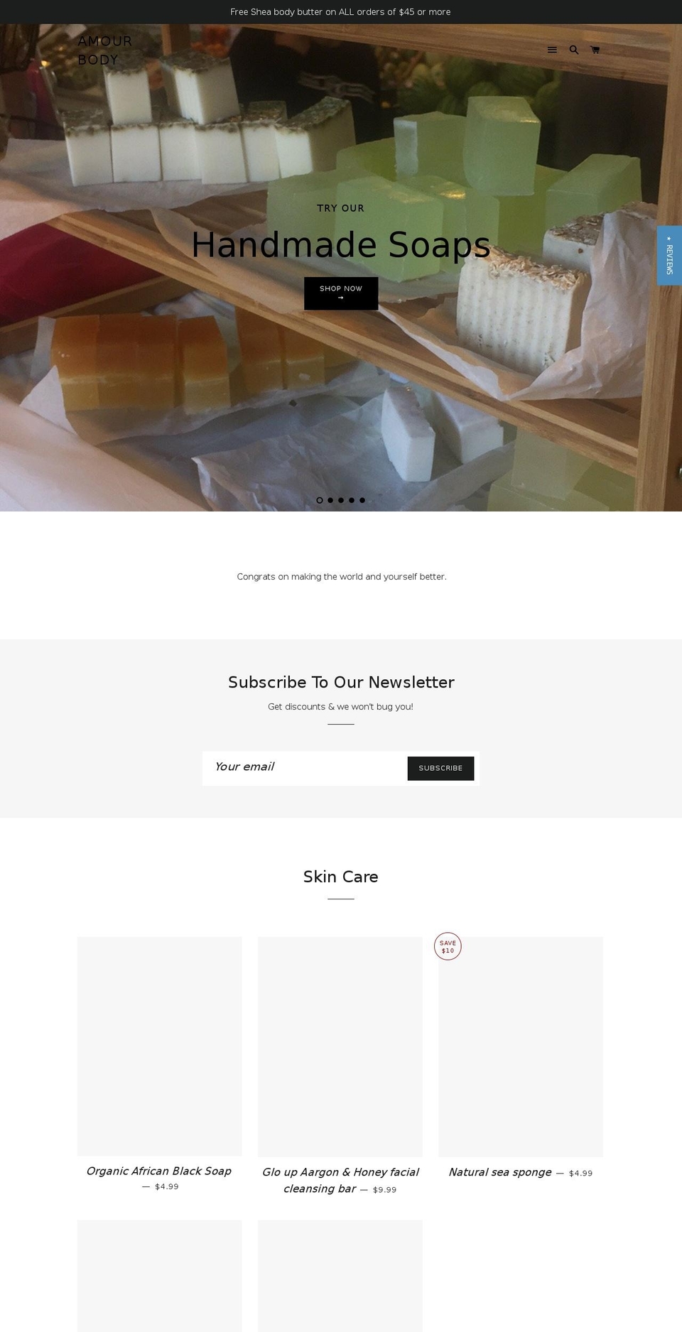 amourbody.com shopify website screenshot