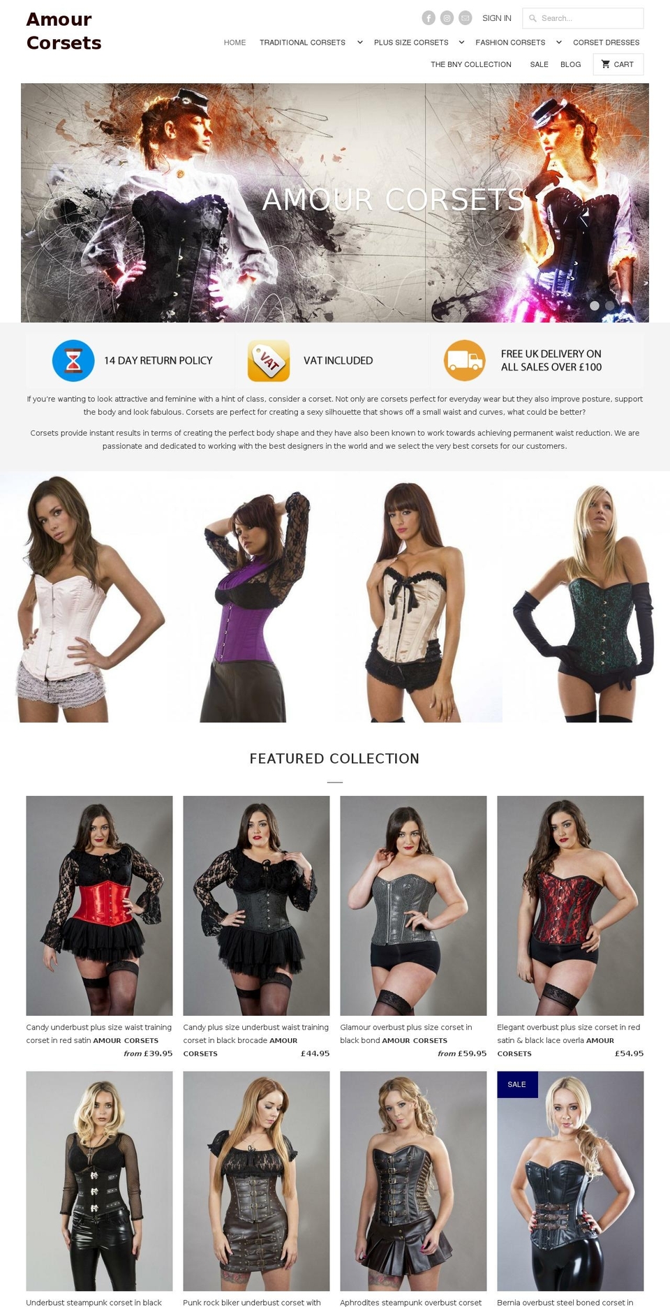 amourcorsets.com — Shopify storefront screenshot