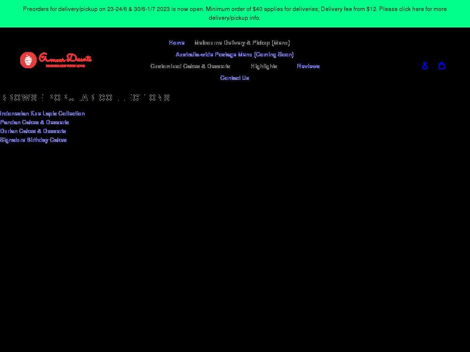 amourdesserts.com.au shopify website screenshot