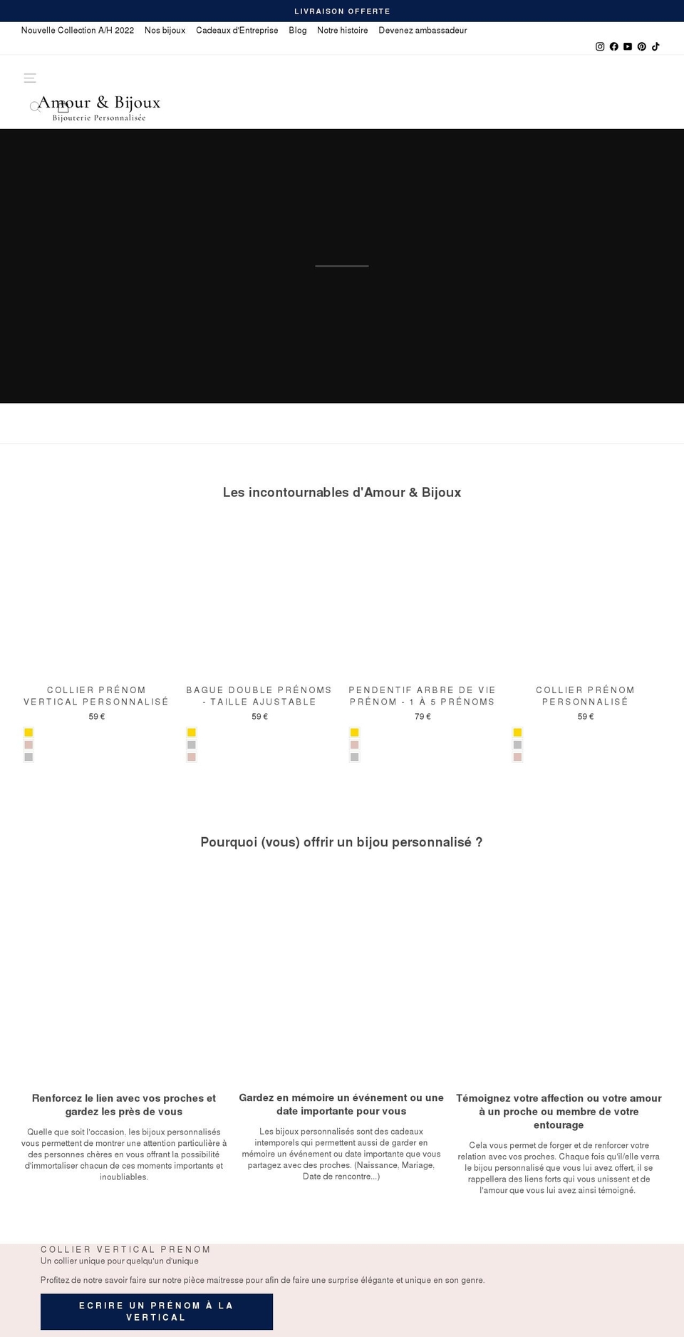 amouretbijoux.com shopify website screenshot