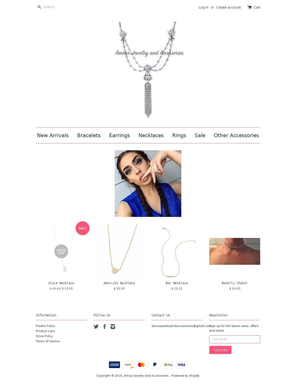 amourjewelryaccessories.com shopify website screenshot