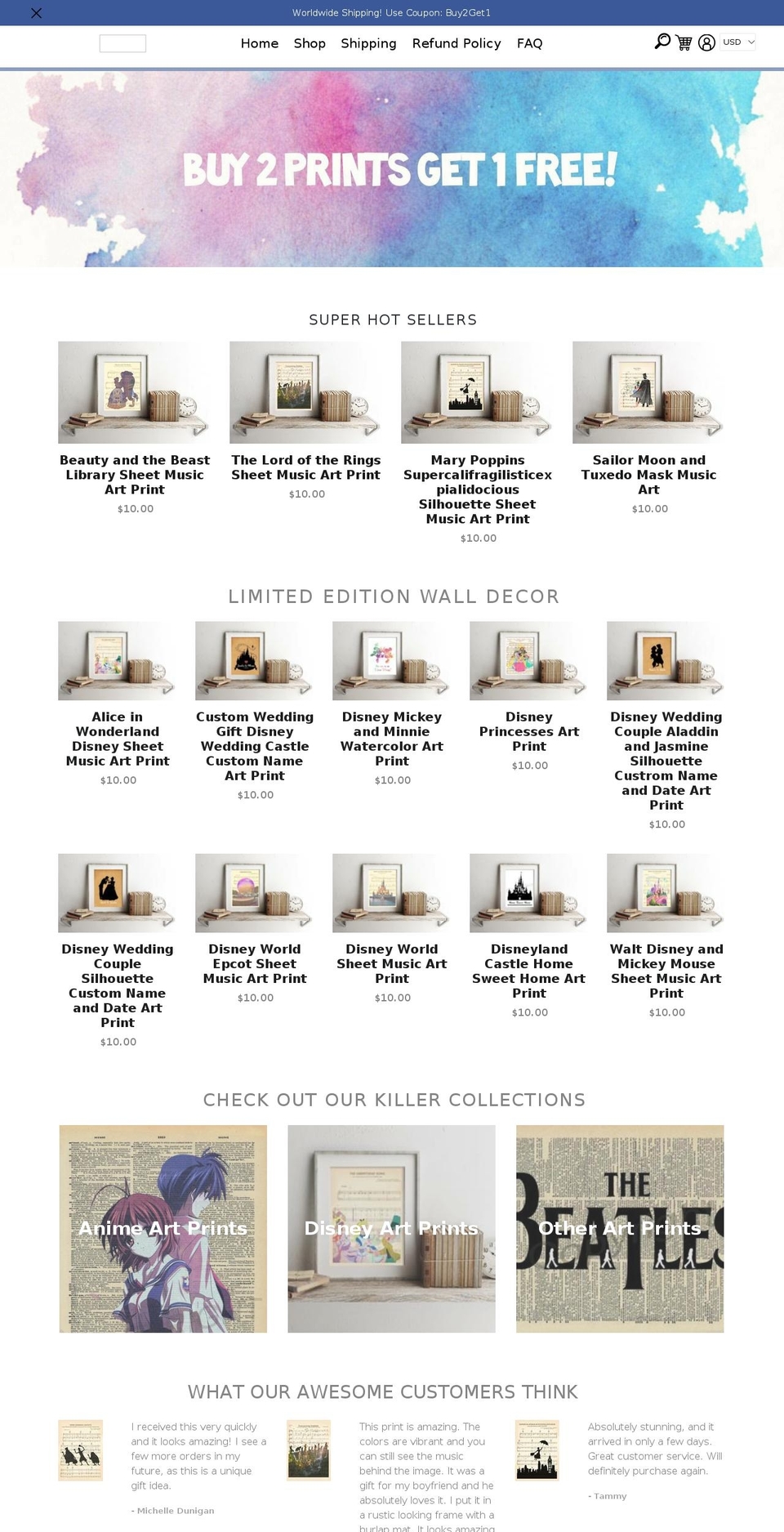 amourprints.com shopify website screenshot