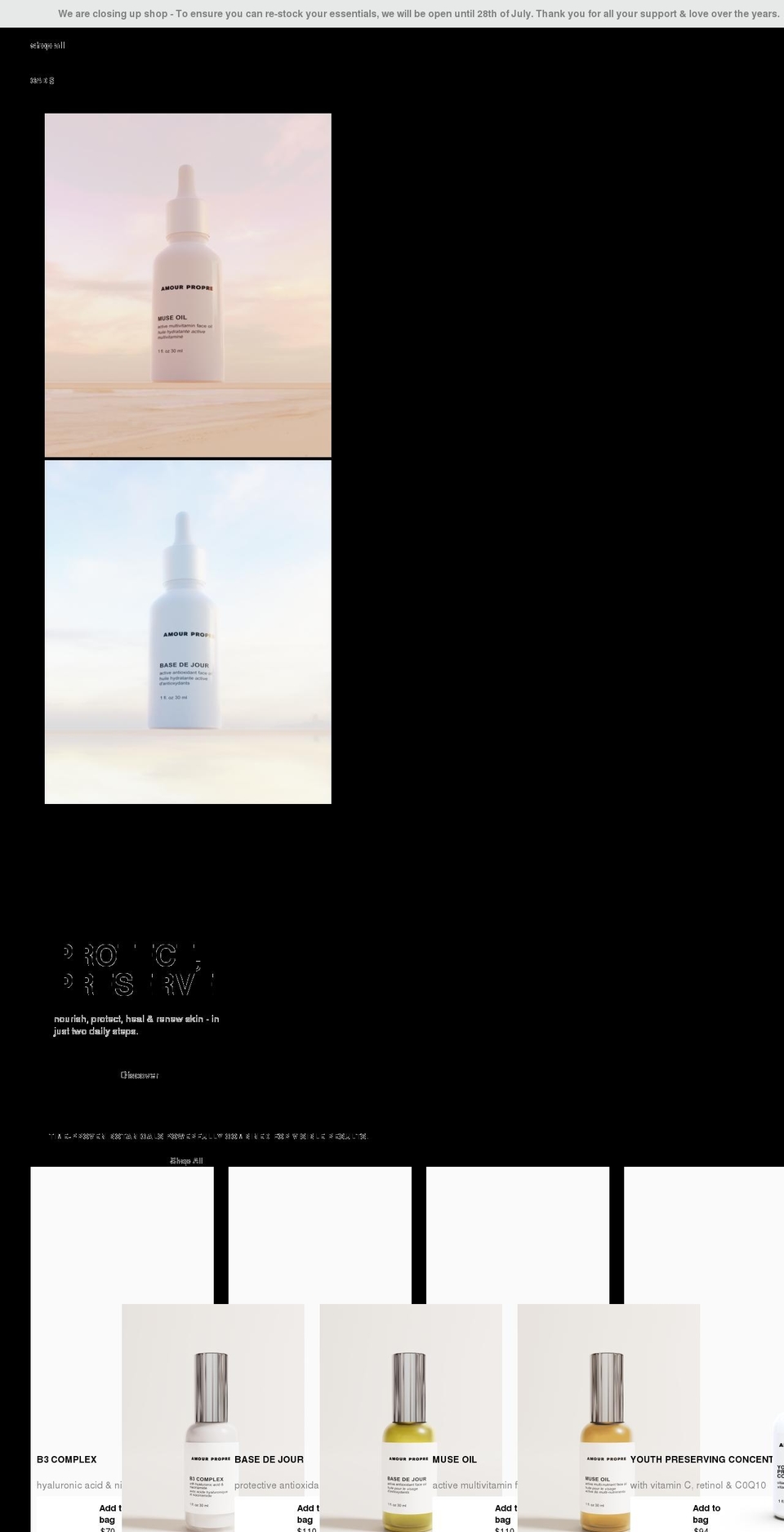 amourproprebeaute.com shopify website screenshot