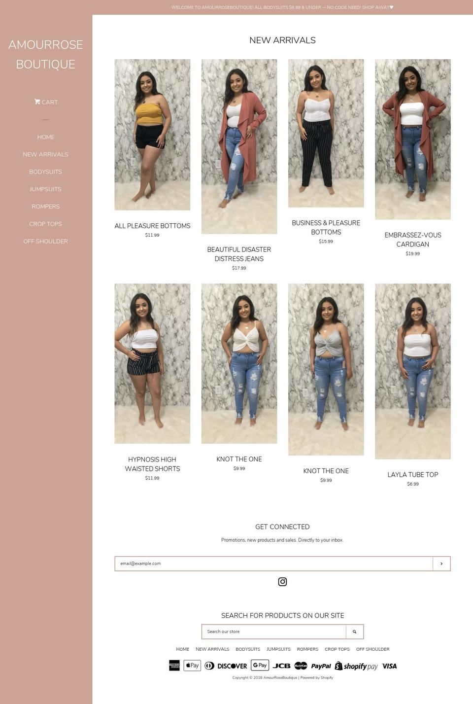 amourroseboutique.com — Shopify storefront screenshot