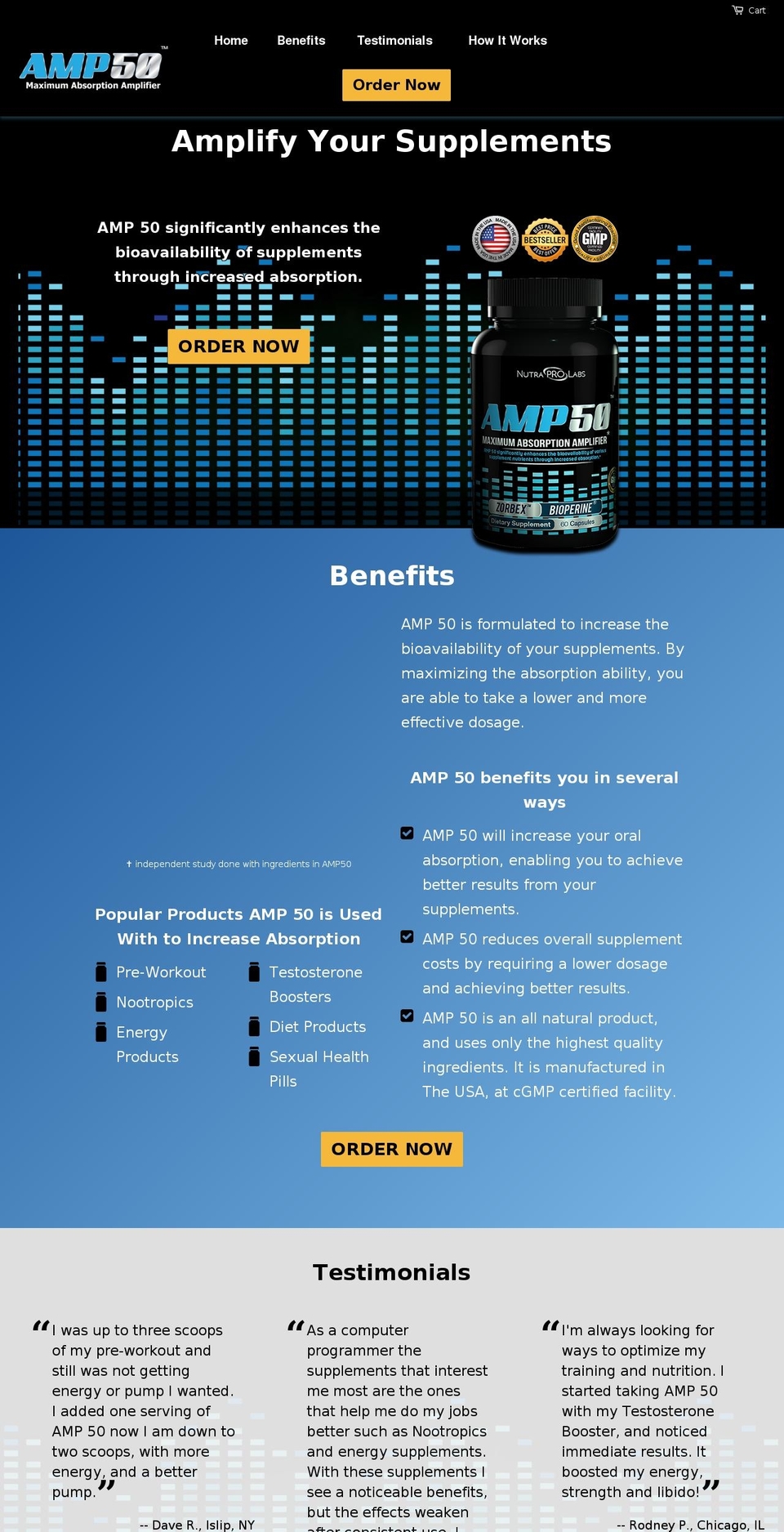 amp50.com shopify website screenshot