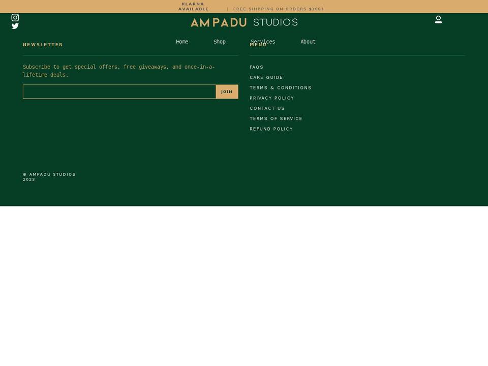 ampadustudios.com shopify website screenshot