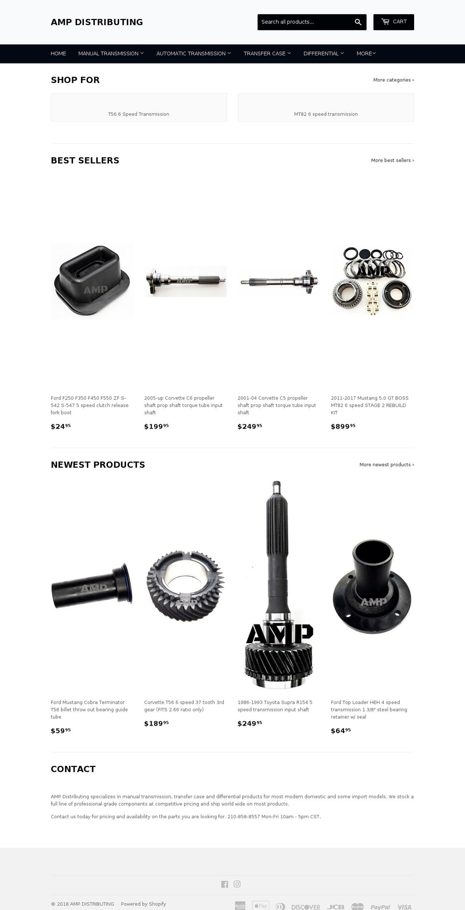 ampdistributing.com shopify website screenshot