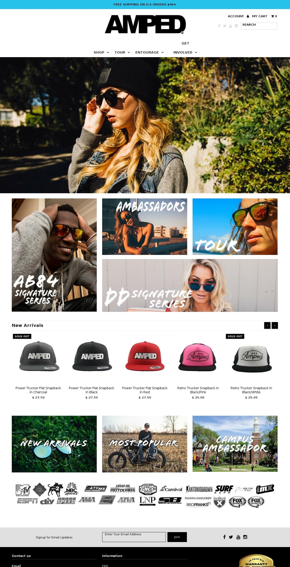 ampedoptics.com shopify website screenshot