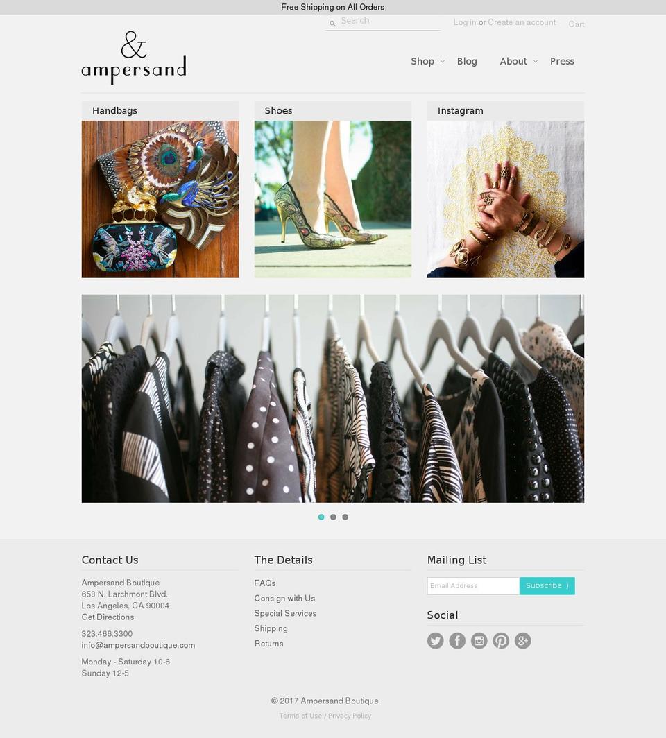 ampersandboutiques.com shopify website screenshot