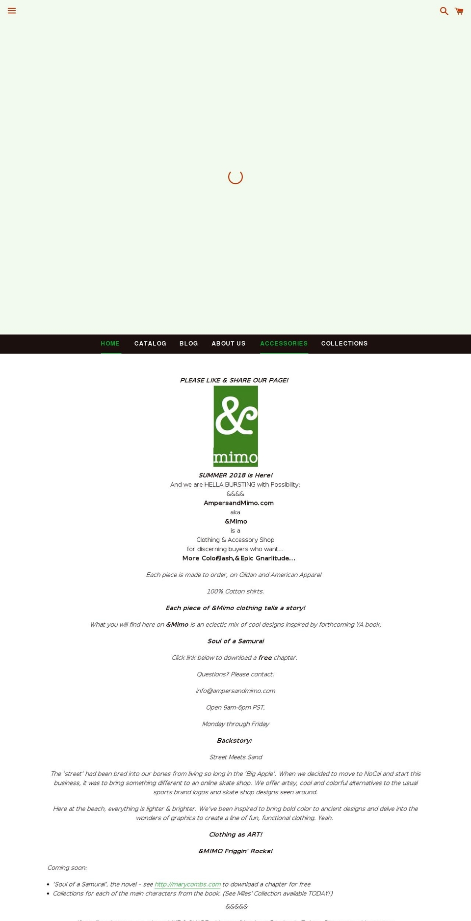 ampersandmimo.com shopify website screenshot