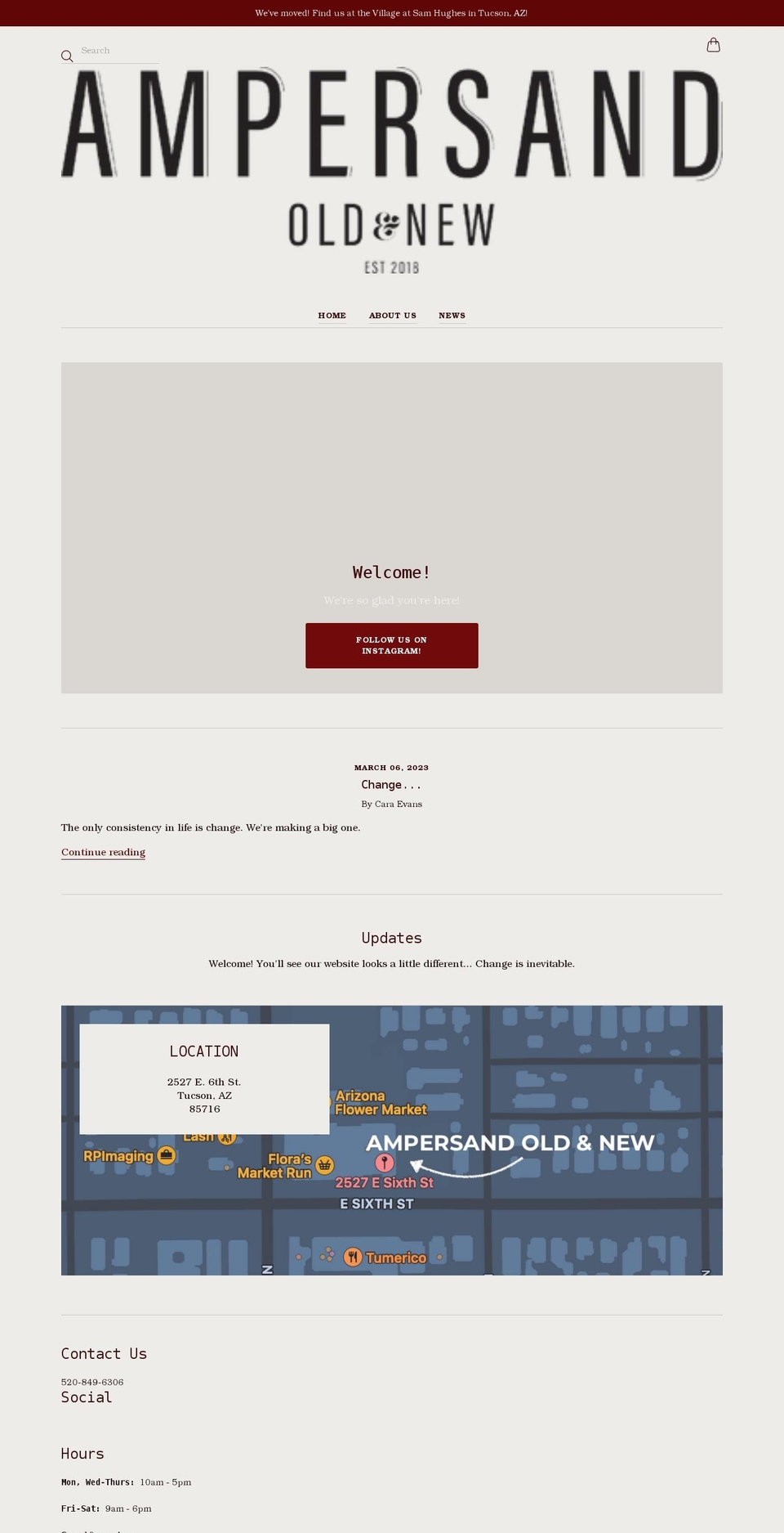 ampersandoldandnew.com shopify website screenshot
