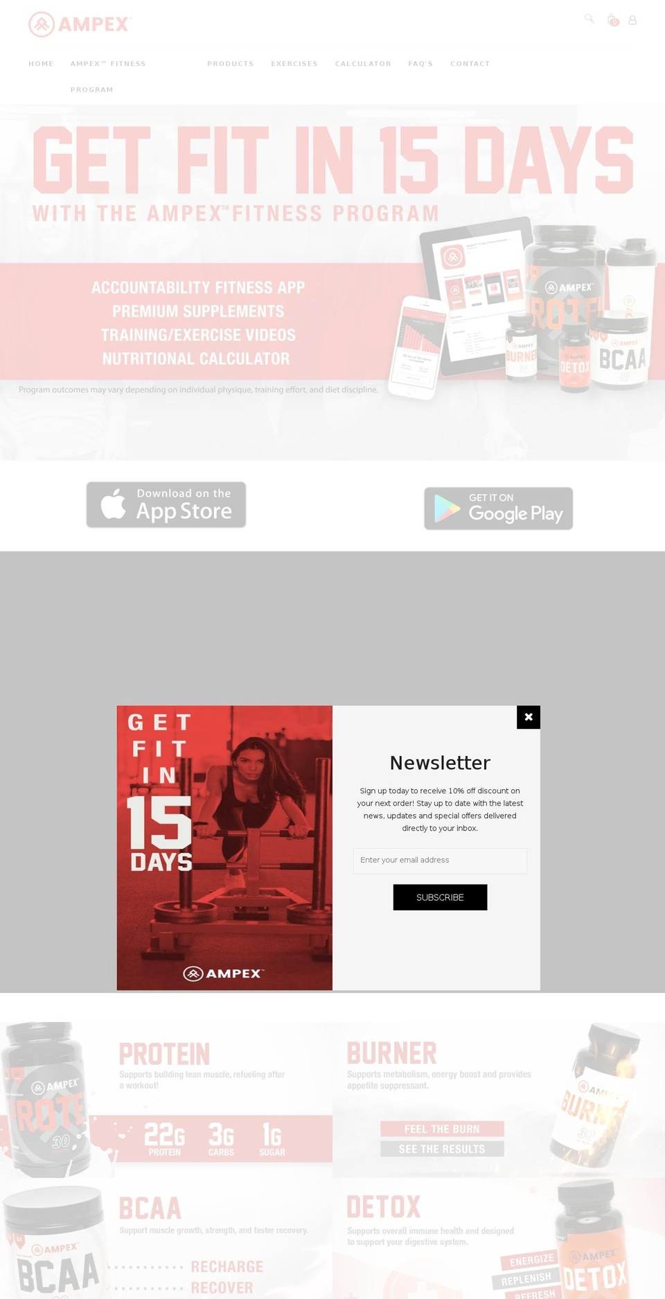 ampexofficial.com — Shopify storefront screenshot
