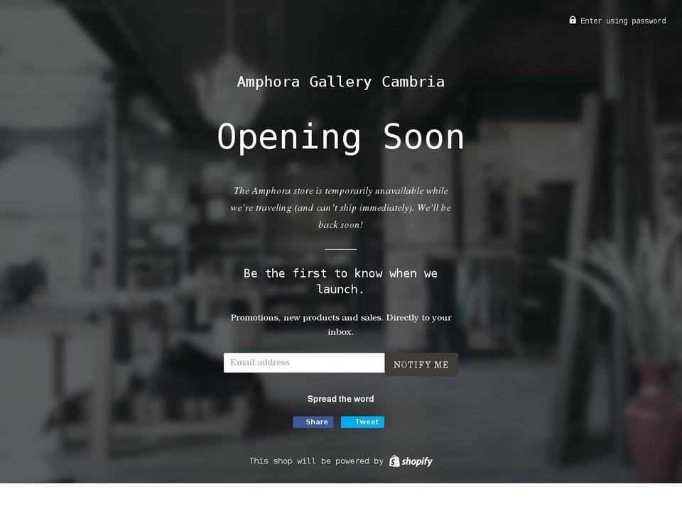 amphoragallery.com shopify website screenshot