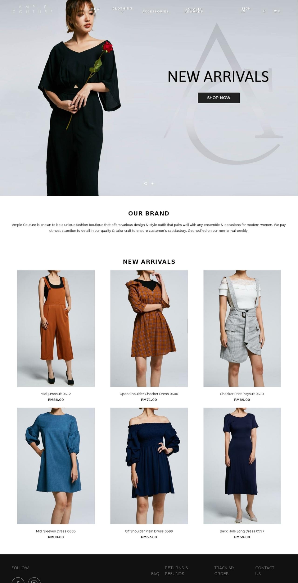amplecouture.com shopify website screenshot