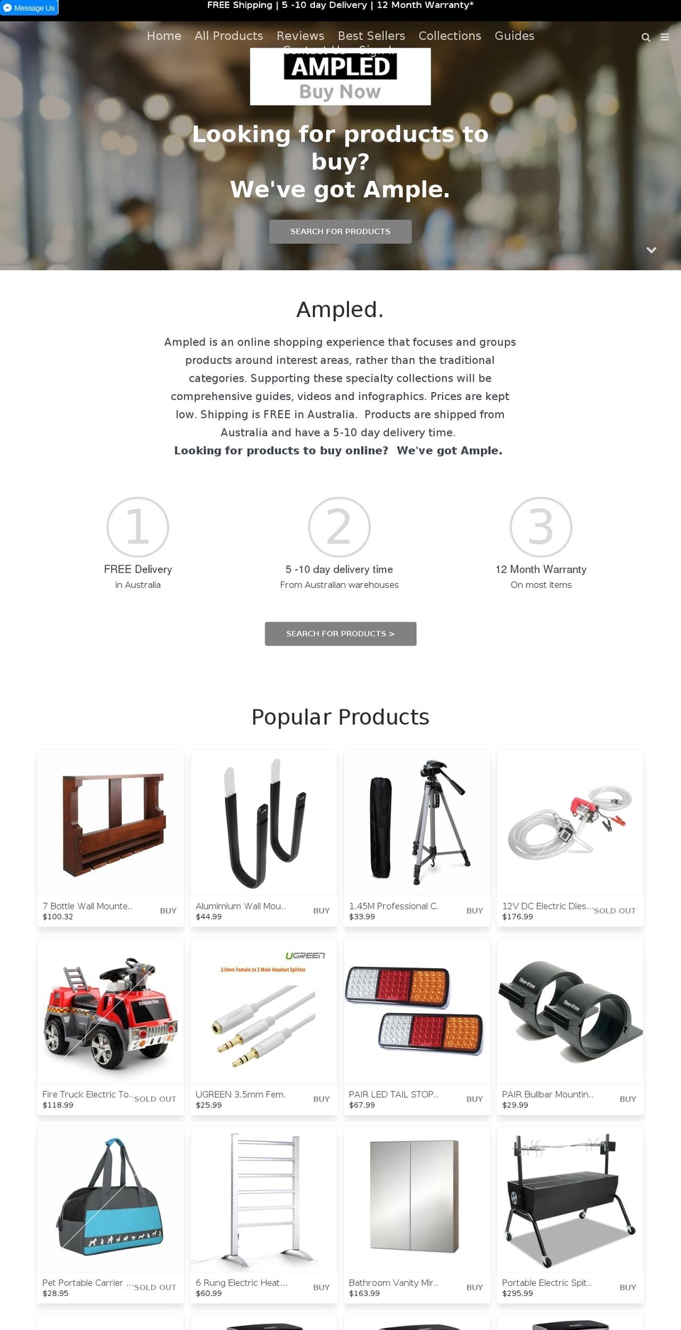 ampled.com.au shopify website screenshot