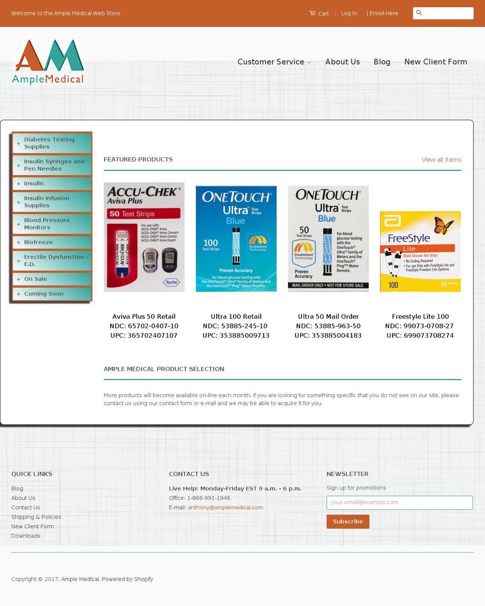 EVA Shopify theme site example amplemedical.com