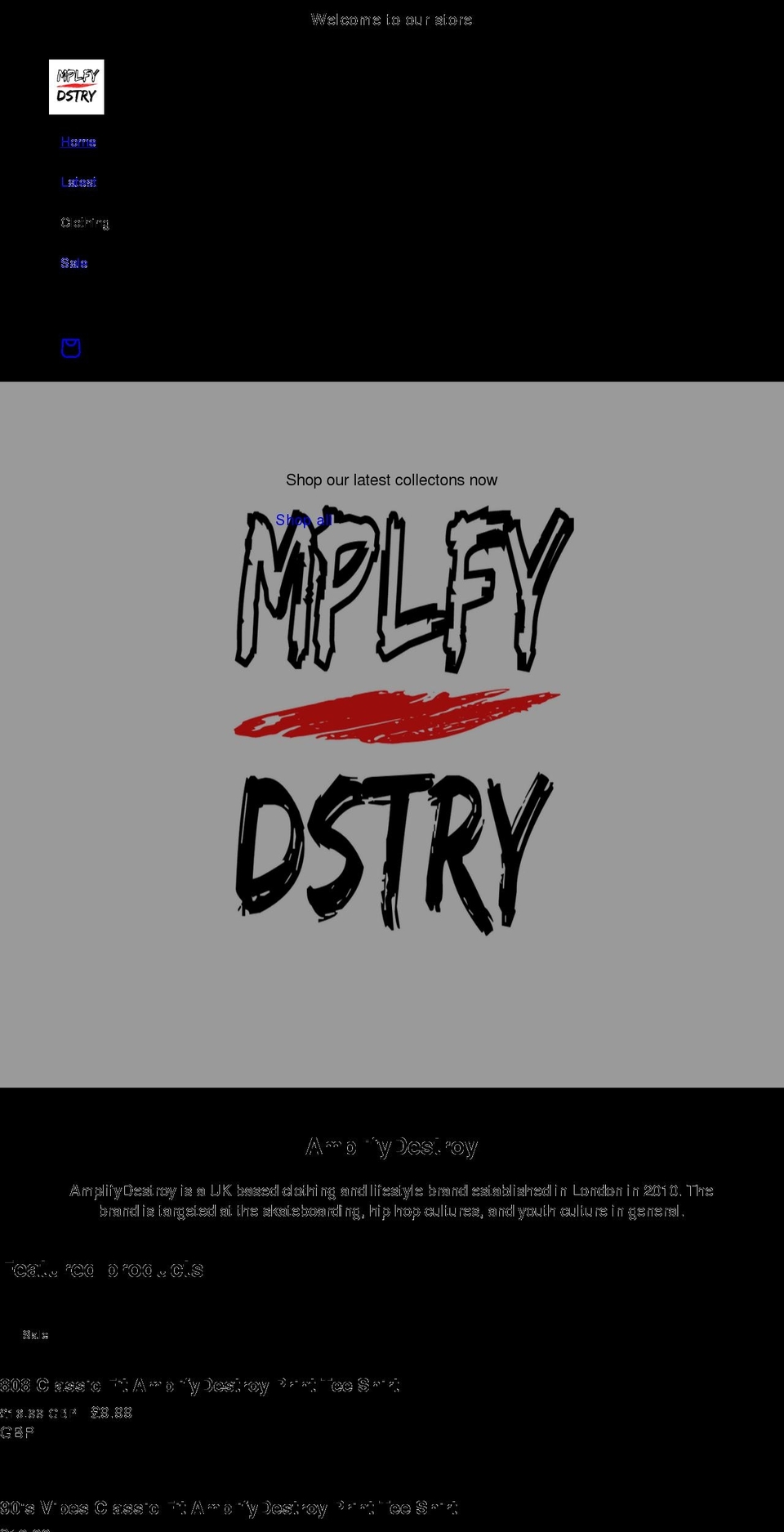 amplifydestroy.com shopify website screenshot