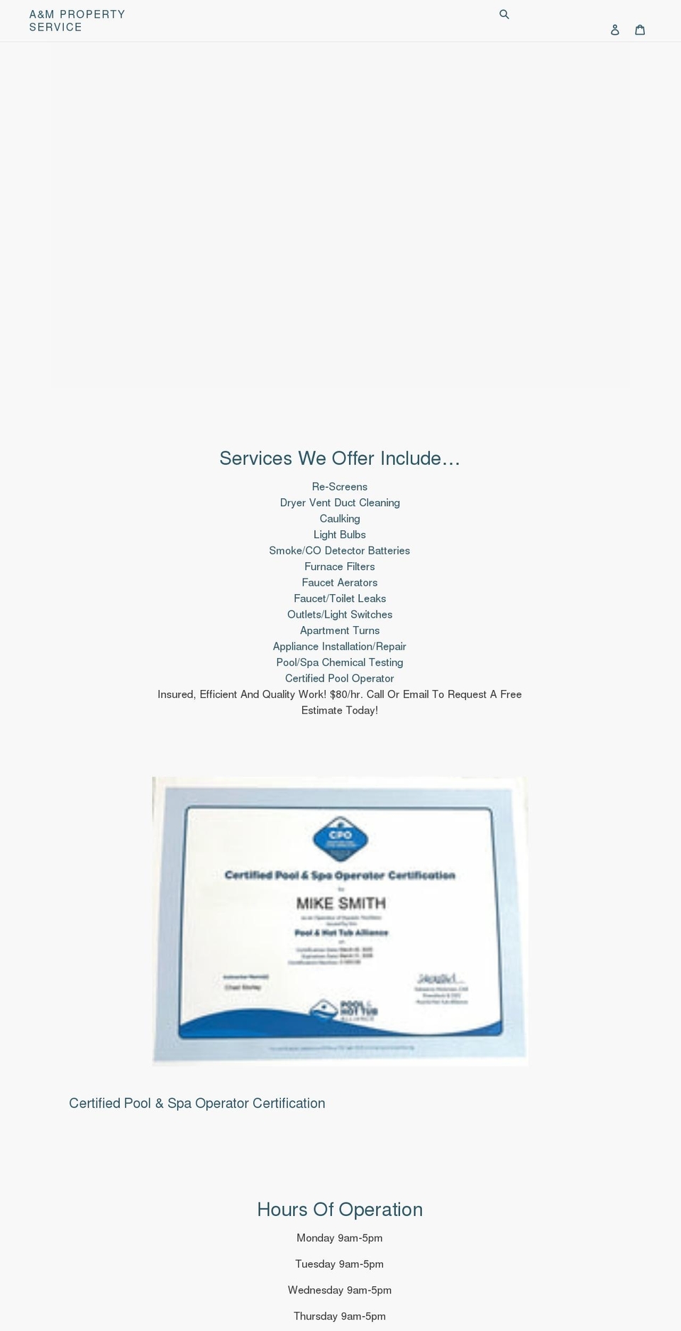 ampropertyservice.com shopify website screenshot