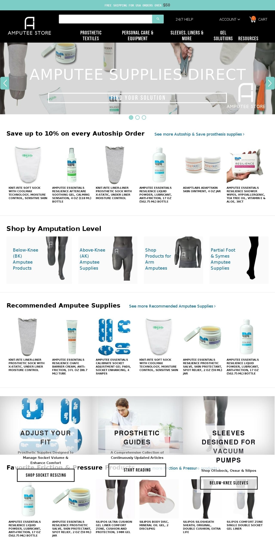 amputee.supplies shopify website screenshot