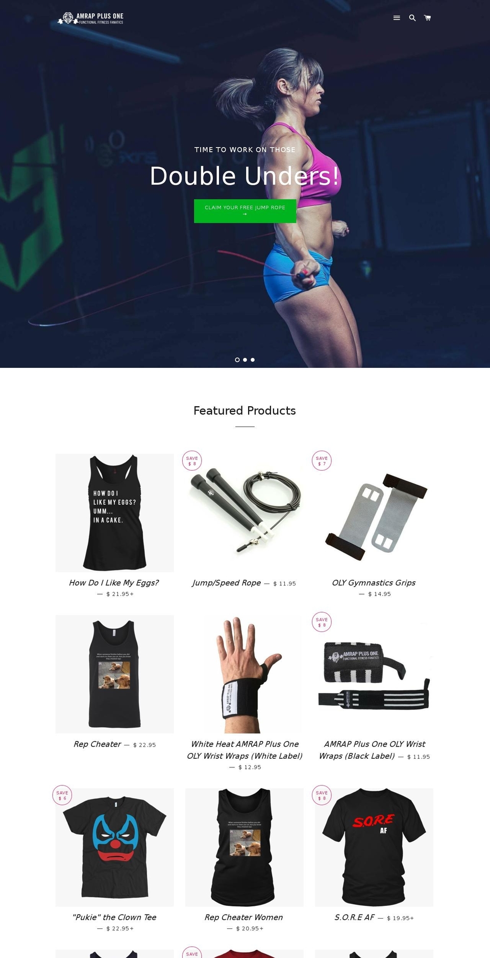 amrapplusone.com shopify website screenshot