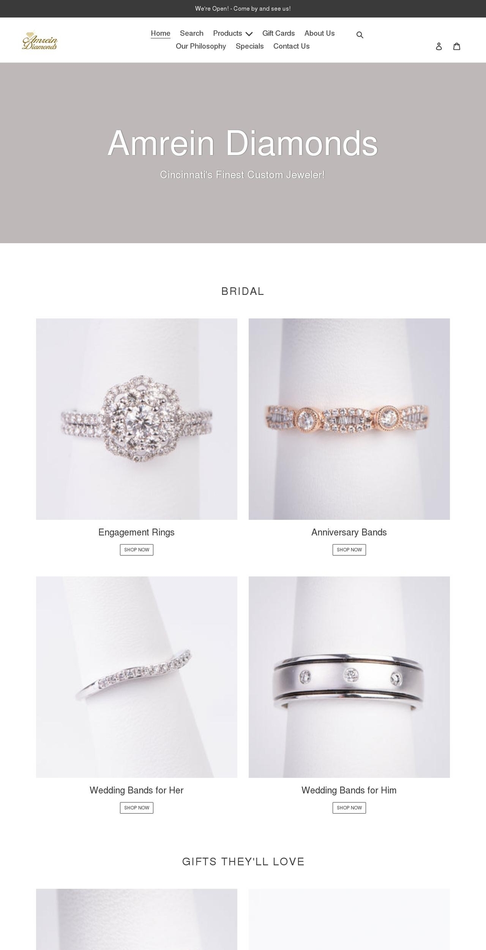 amreindiamonds.com shopify website screenshot