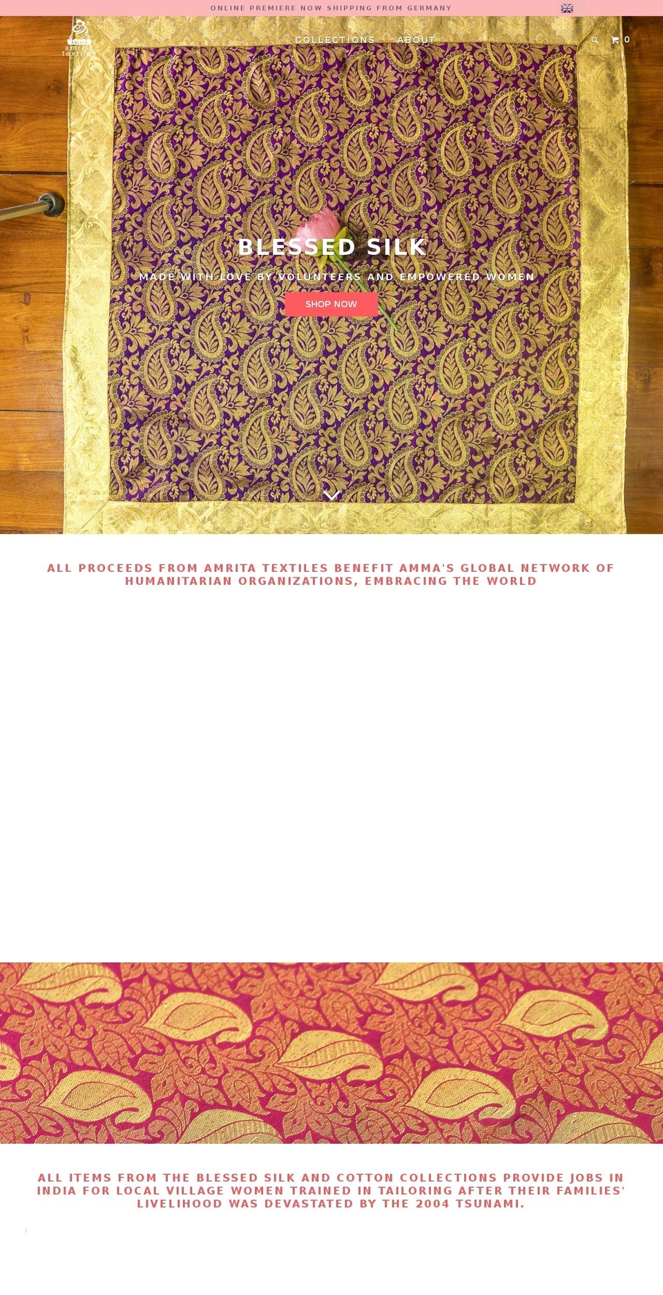 amritatextiles.com — Shopify storefront screenshot